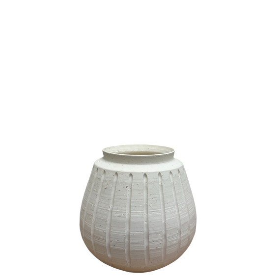 CM135 Ridged Ceramic Vase 7.25" x 7.25" x 7.5" PK 4