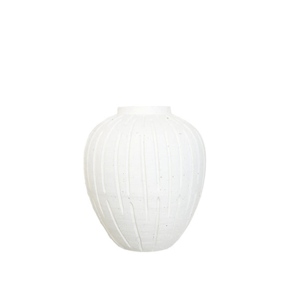 CM138 Textured Ribbed Ceramic Vase 7.5" x 7.5" x 7.75"