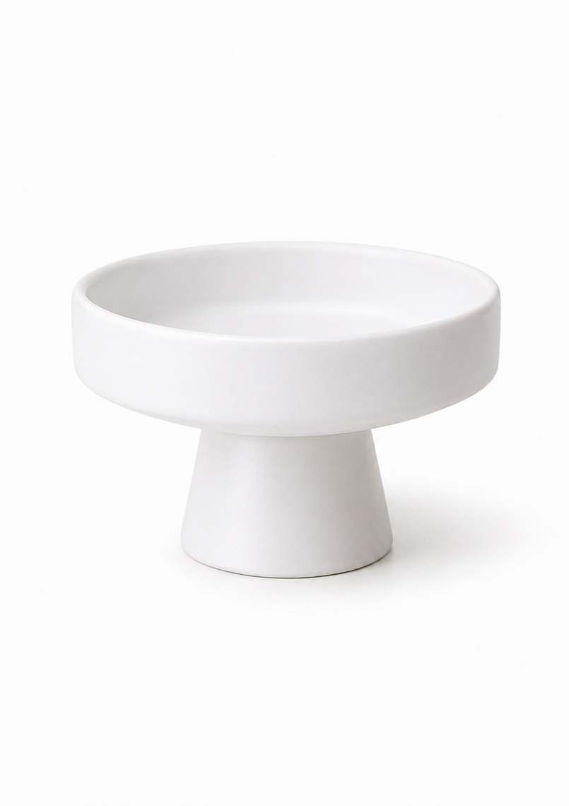 CM143 Ceramic Pedestal Tray - White 6.5" x 6.5" x 3.5" PK 12