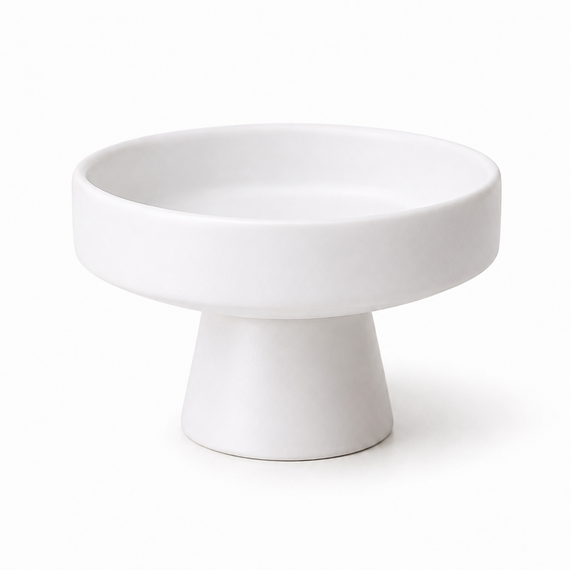 CM143 Ceramic Pedestal Tray - White 6.5" x 6.5" x 3.5" PK 12