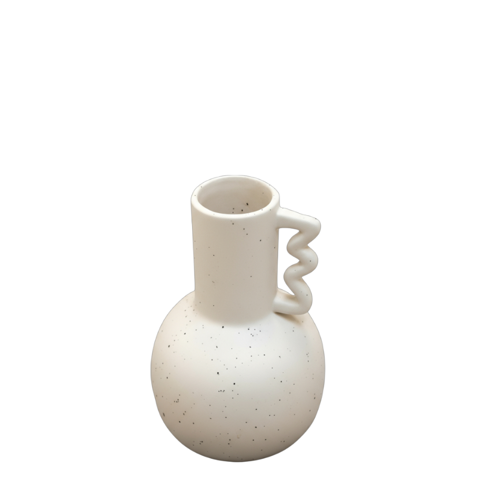 CM151 Ceramic Vase W/Handle 5.5" x 5.5" x 7.75" PK 8