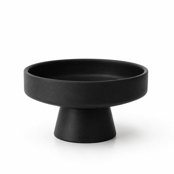 CM170 Ceramic Pedestal Tray - Black 6.5" x 6.5" x 3.5" PK 12