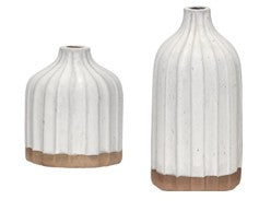 Ceramic Vase (Set of 2) - White/Natural