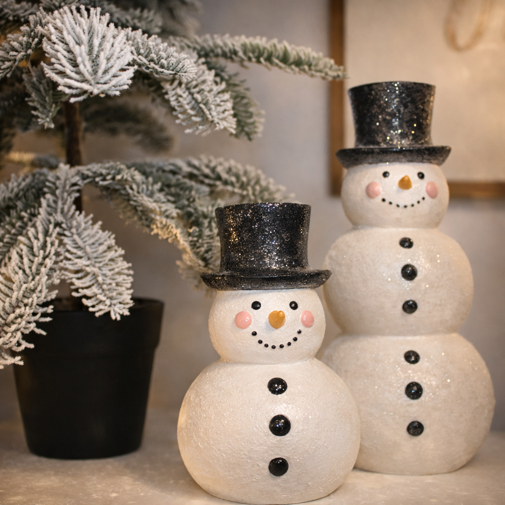 PR118 Polyresin Snowman 5" x 4.75" x 8" & 5.75" x 5.75" x 12", Set of 2 PK2