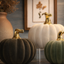 HN108 Velvet Dolomite Pumpkins 5.75" x 5.75" x 6", 7.25" x 7.25" x 6.75", & 8.5" x 8.5" x 7.75",  Set of 3 PK1
