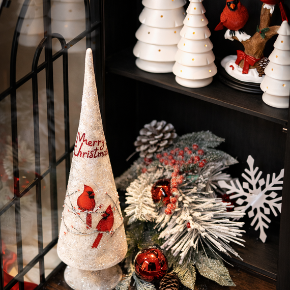 PN146 LED Ceramic Trees White 2.5" x 2.5" x 6",  3.25" x 3.25" x 7.75",  & 3.75" x 3.75" x 9.5", Set of 3 PK2