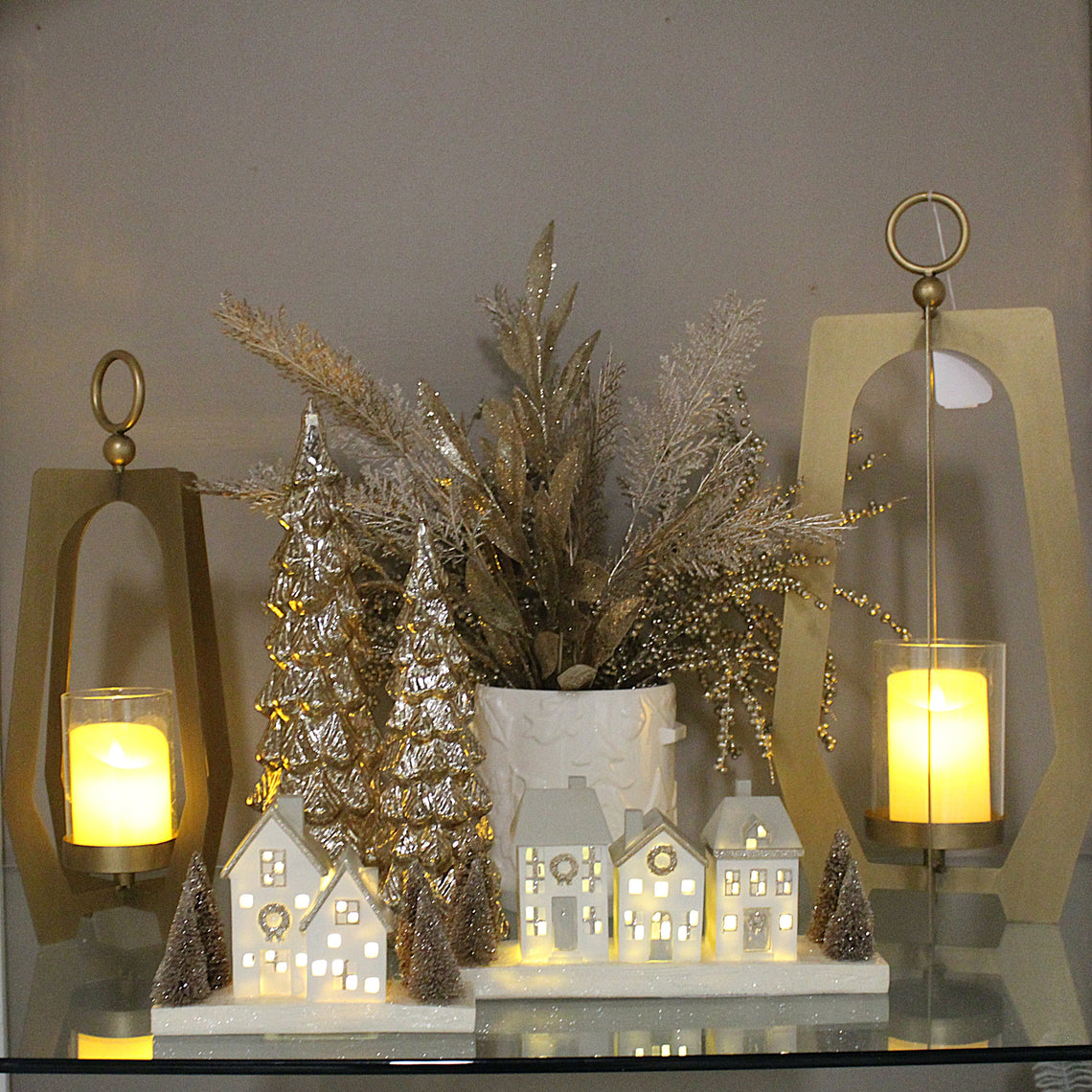 LNT107 Metal Lantern 8.25" x 8.25" x 17.25" & 9.75" x 9.75" x 22", Set of 2 PK1