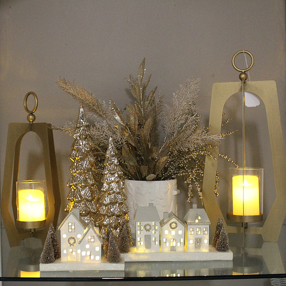 LNT107 Metal Lantern 8.25" x 8.25" x 17.25" & 9.75" x 9.75" x 22", Set of 2 PK1