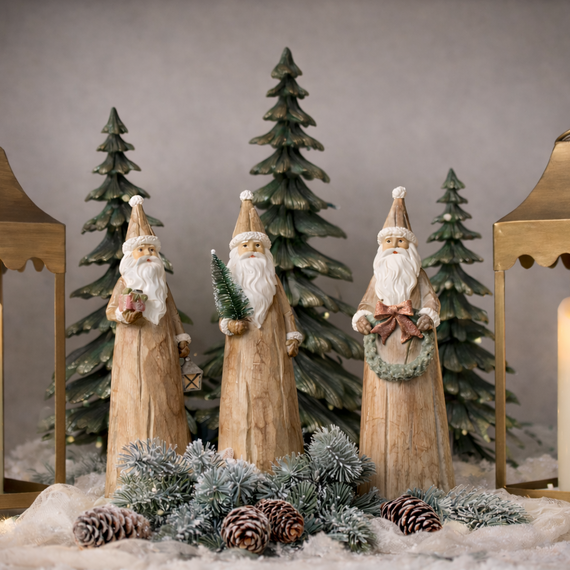 PR140 Polyresin Tree Green 5.75" x 3.75"x 14", 7.25" x 4.5" x 17.25", & 8.25" x 5.25" x 20", Set of 3 PK1