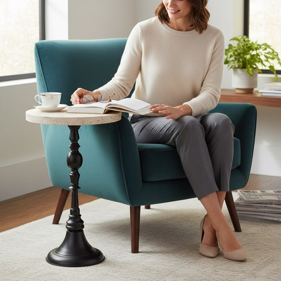 FN103 Side Table - Natural/Black 13.75" x 13.75" x 23.5" PK 1