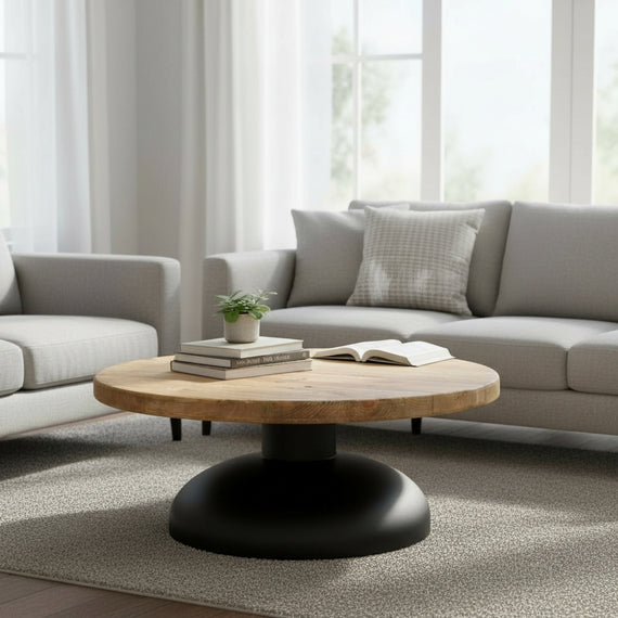 FN120 Recycled Pine/Iron Coffee Table 35" X 35" X 13" PK 1