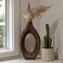 N142 Wood Oval Vase - Brown 10.25" x 2.5" x 18.25" PK 2