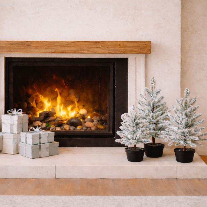 TR115 Potted Flocked Pine Tree 20", 25", & 33", Set of 3 PK2