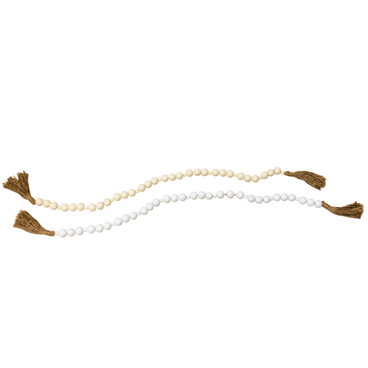 GD100 Wood Bead Garland w/Tassel 3.25" PK 6