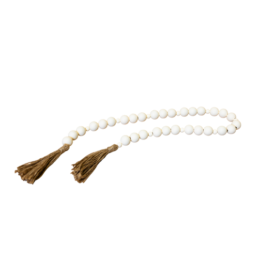 GD100 Wood Bead Garland w/Tassel 3.25" PK 6