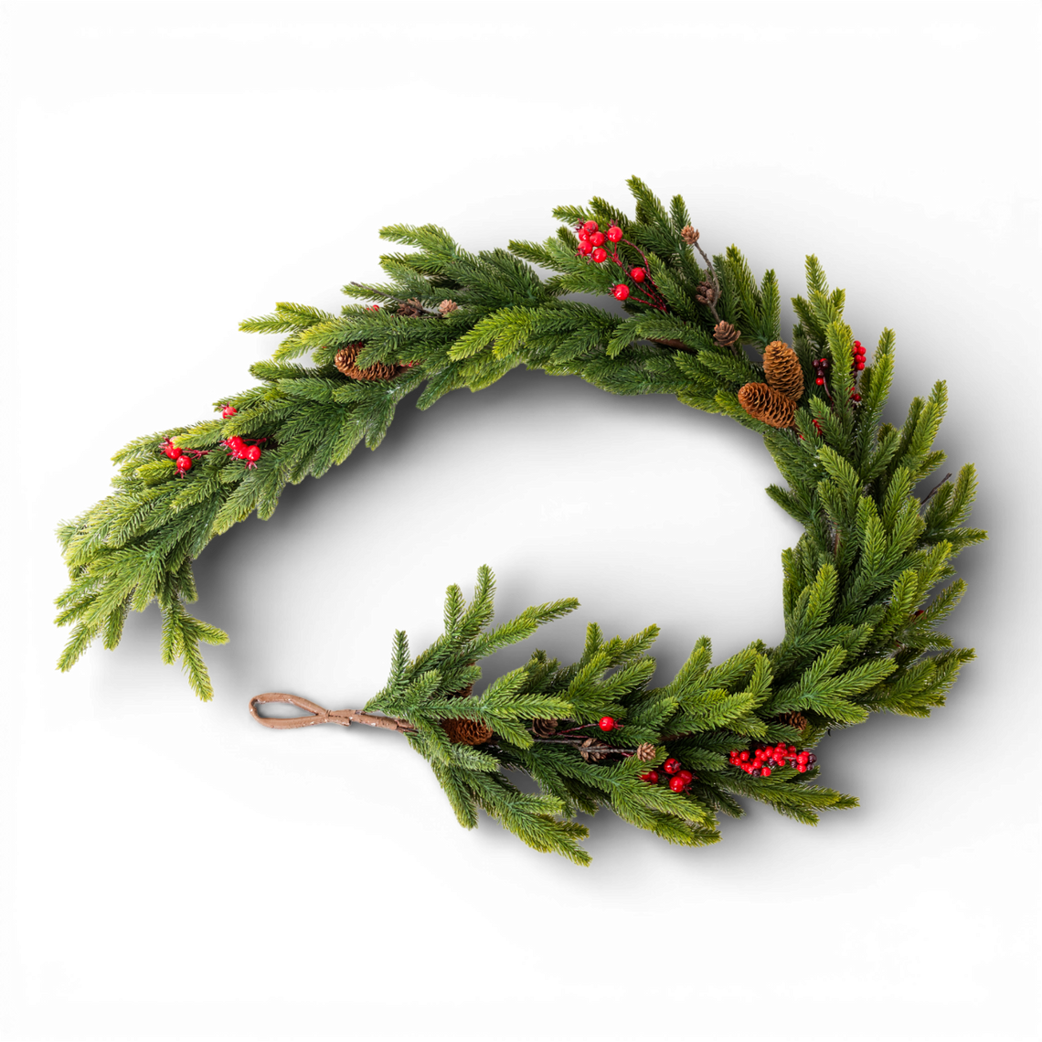 GD104 Real Touch Fir Pine w/Red Berry Garland 6' PK2