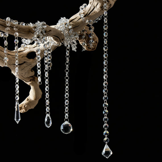 GD105 Acrylic Crystal Drop Garland 34" x .5" x .5" & 34" x 1" x 1", 4 Assorted PK12