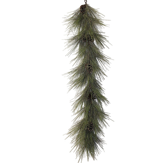 GD106 Frosted Long Needle Pine w/Pinecone Garland 6' PK2