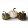 HN108 Velvet Dolomite Pumpkins 5.75" x 5.75" x 6", 7.25" x 7.25" x 6.75", & 8.5" x 8.5" x 7.75",  Set of 3 PK1