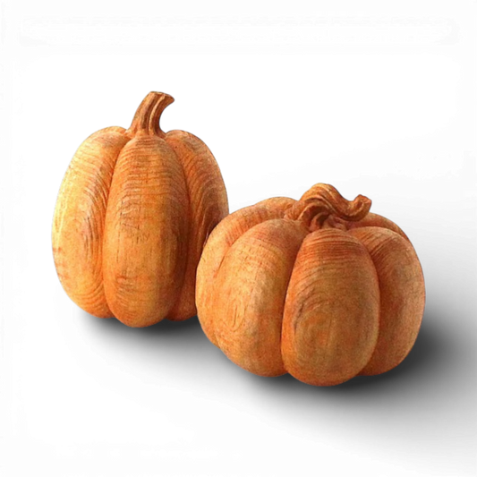 HN109 Polyresin  Pumpkins 6.25" x 6.25" x 8.5" & 7.5" x 7.5" x 6.25", Set of 2 PK2
