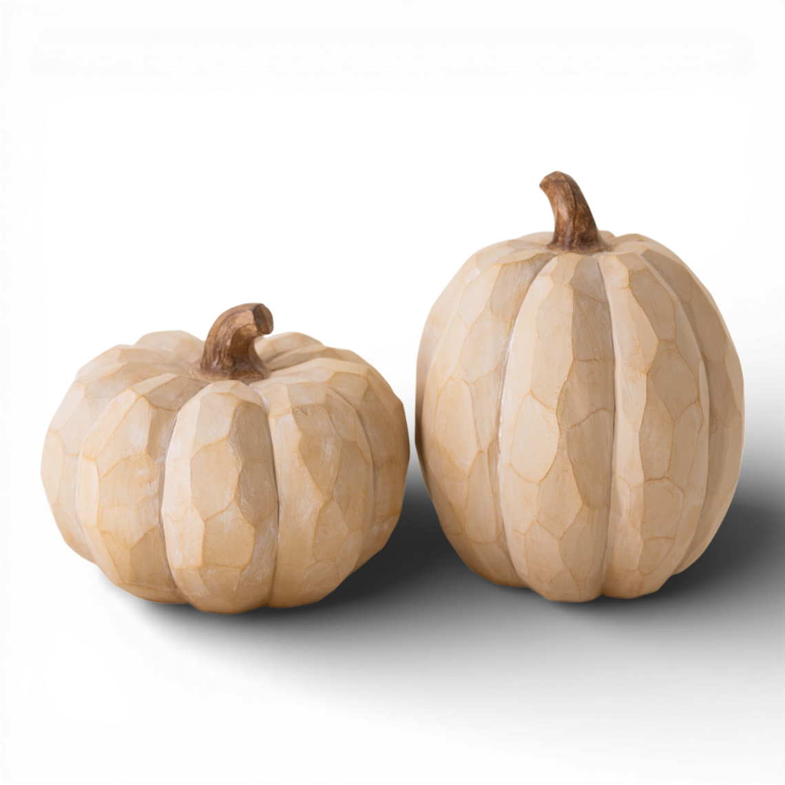 HN111 Polyresin  Pumpkins 6.75" x 6.75" x 8.25" & 7.5" x 7.5" x 5.75", Set of 2 PK2