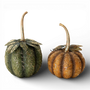 HN114 Polyresin Embossed Pumpkin w/Leaves 6.5" x 6" x 10.75" & 7" x 6.5" x 9", Set of 2 PK1