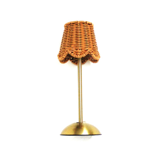 LED USB Lamp - Rattan Shade- Gold