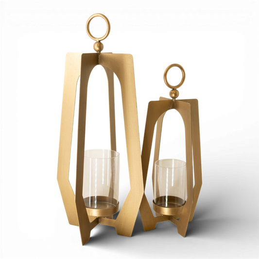 LNT107 Metal Lantern 8.25" x 8.25" x 17.25" & 9.75" x 9.75" x 22", Set of 2 PK1