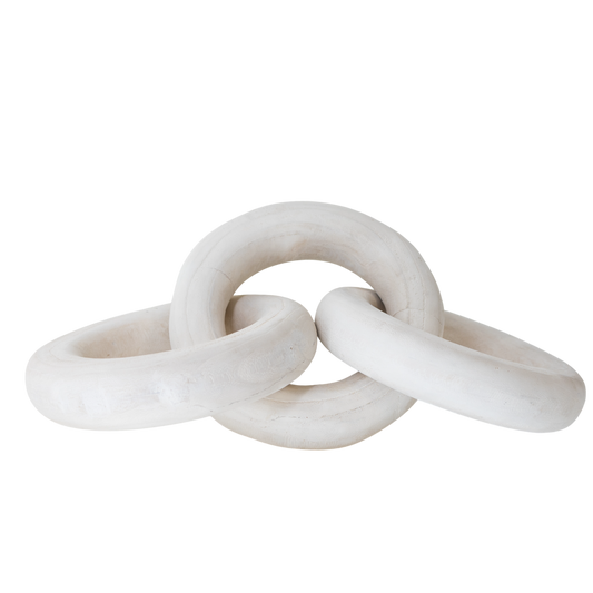 N116 WH Wood Oval Loop Décor - White 20" x 11" x 16.75" PK 2