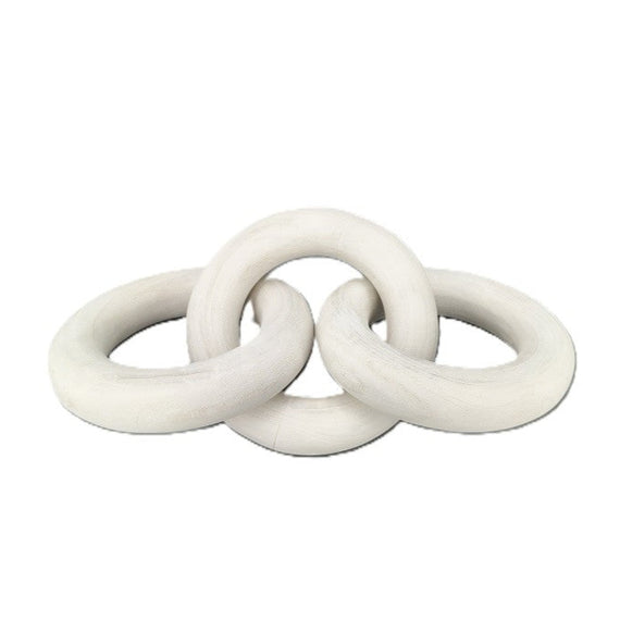 Wooden Oval Loop Décor - White