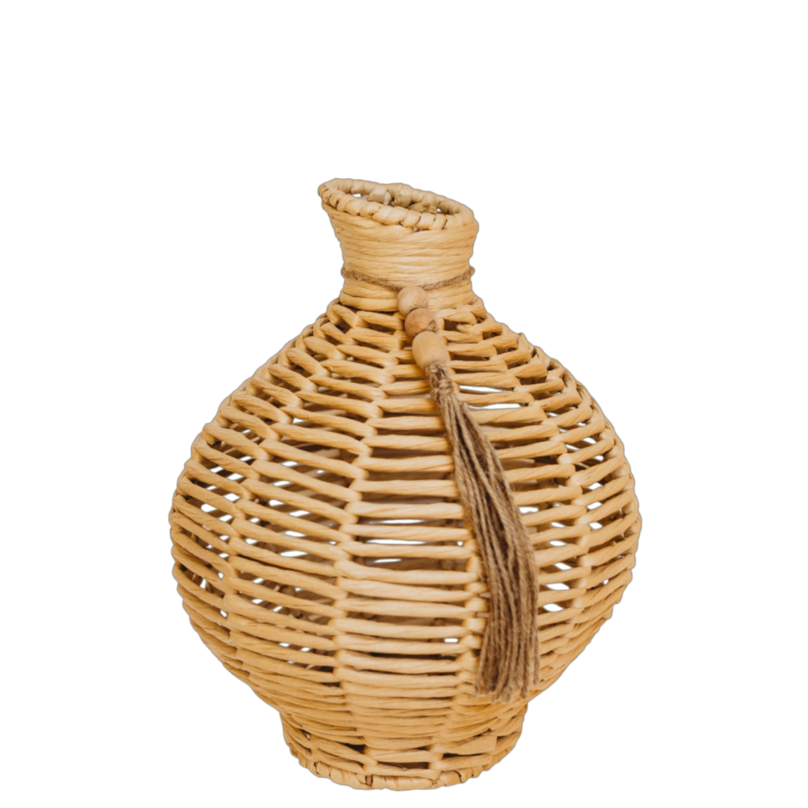N119 Wicker Basket Vase w/Tassel 8.5" x 8.75" x 11" PK 2