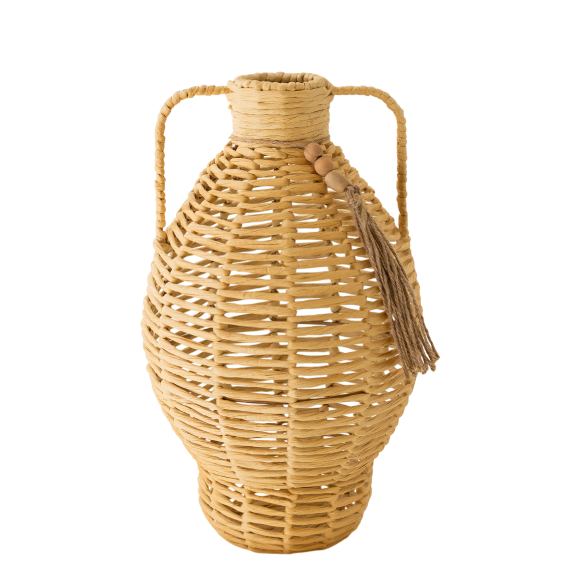 N121 Wicker Vase w/Handles 8.25" x 8.75" x 15.75" PK 3