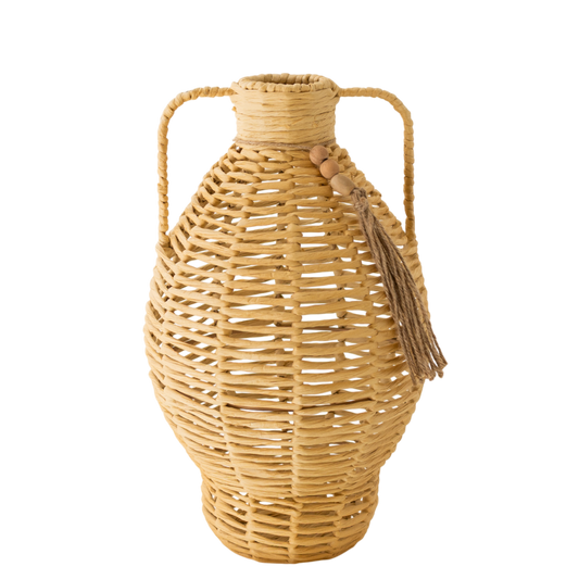 N121 Wicker Vase w/Handles 8.25" x 8.75" x 15.75" PK 3
