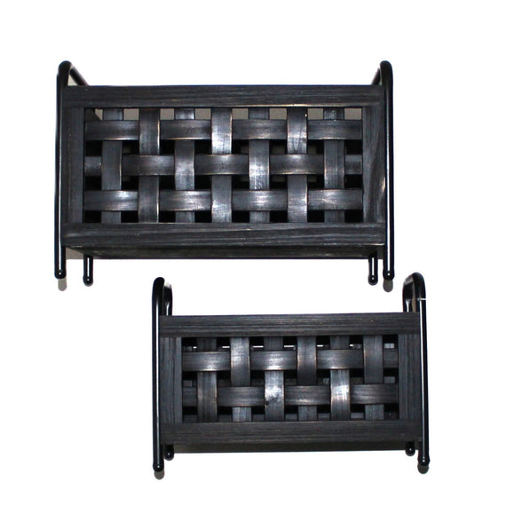 N128 Rectangle Woven Baskets - Black (Set of 2) 15" x 10.25" x 10.25" & 12.75" 7.75" x 9"