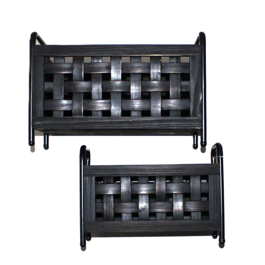 N128 Rectangle Woven Baskets - Black (Set of 2) 15" x 10.25" x 10.25" & 12.75" 7.75" x 9"