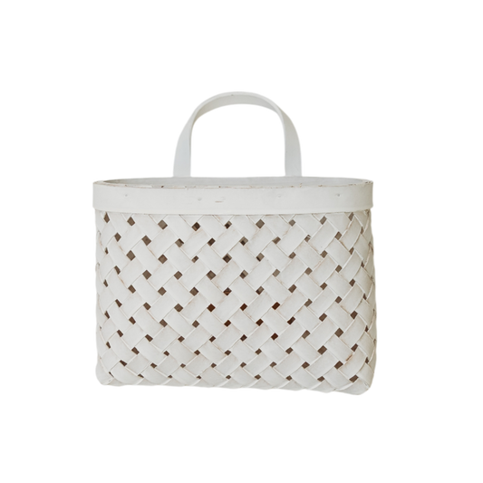 N129 Woven Wall Basket - White 8.25" x 4.5" x 6" PK 6