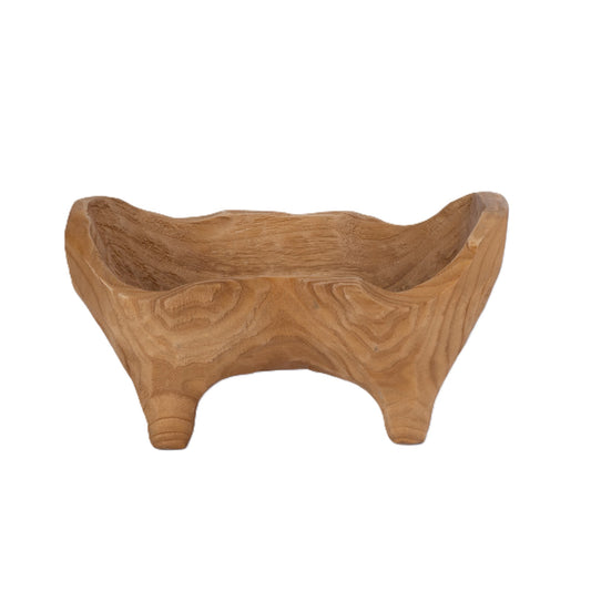 Wooden Scallop Dough Bowl w/Legs