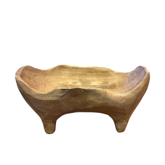 N131 Wood Scallop Dough Bowl w/Legs 13.75" x 7.5" x 7.25" PK 2