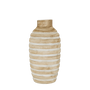 N133 Wood Ribbed Vase - Antique White 5" x 5" x 10.25" PK 2