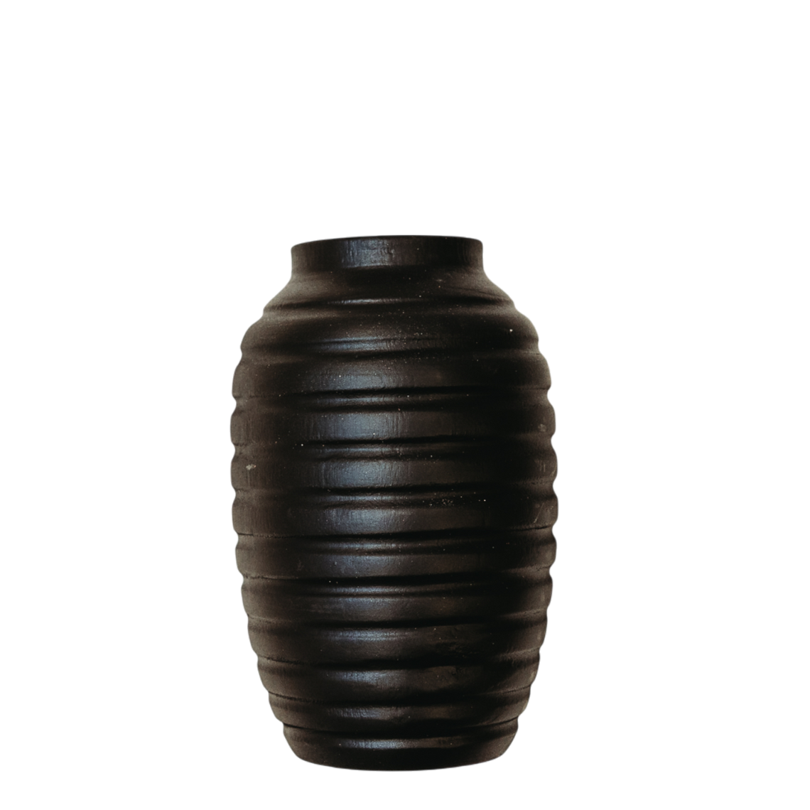 N134 Wood Ribbed Vase - Black 6.75" x 6.75" x 10.75" PK 2