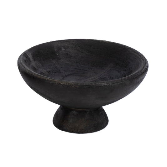 Wooden Pedestal Bowl - Black