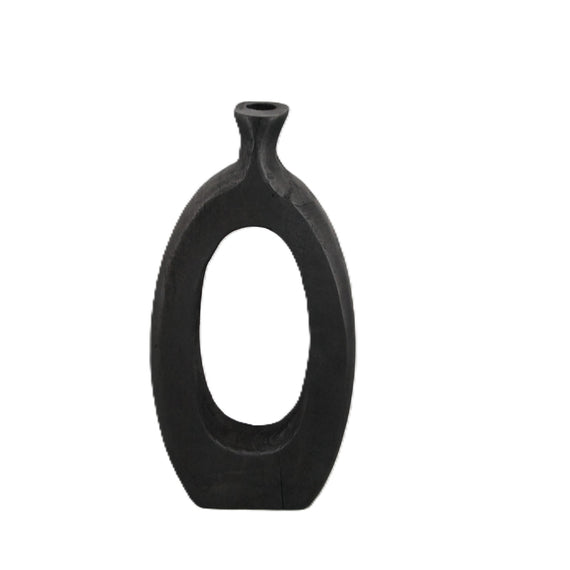 Wooden Oval Vase - Black