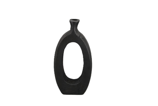 Wooden Oval Vase - Black