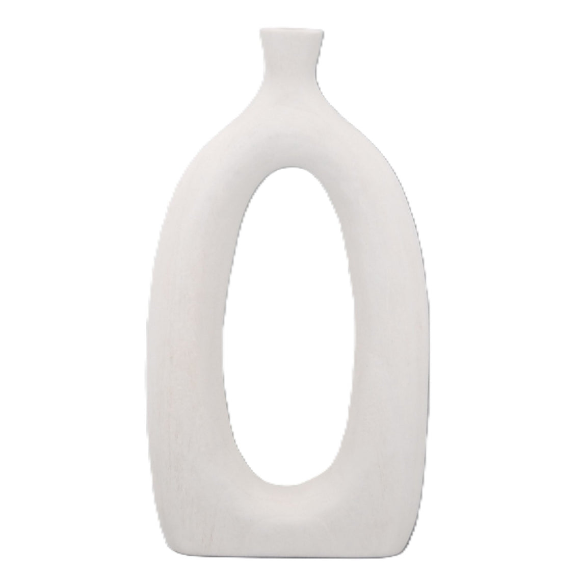 N144 Wooden Vase - White 16.5" x 10.5" x 17.5"