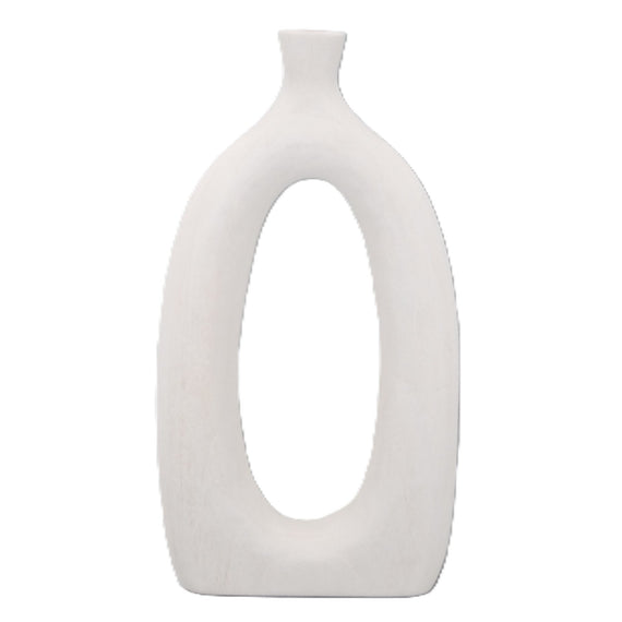 N144 Wooden Vase - White 16.5" x 10.5" x 17.5"