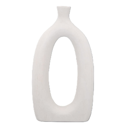 N144 Wooden Vase - White 16.5" x 10.5" x 17.5"