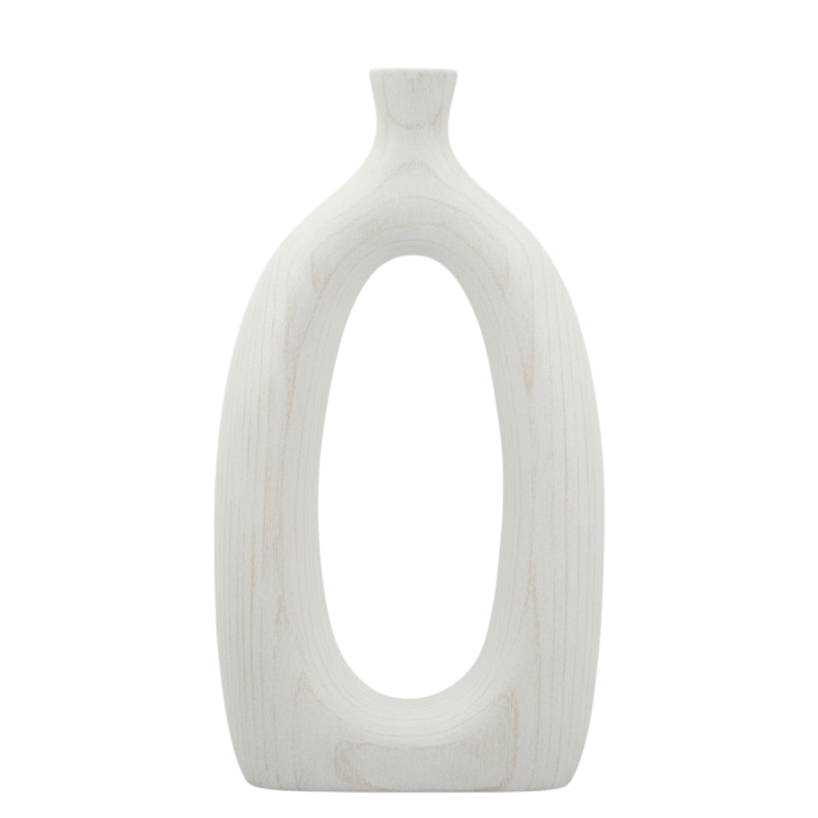 N144 Wooden Vase - White 8.75" X 2.75" X 17" PK 2