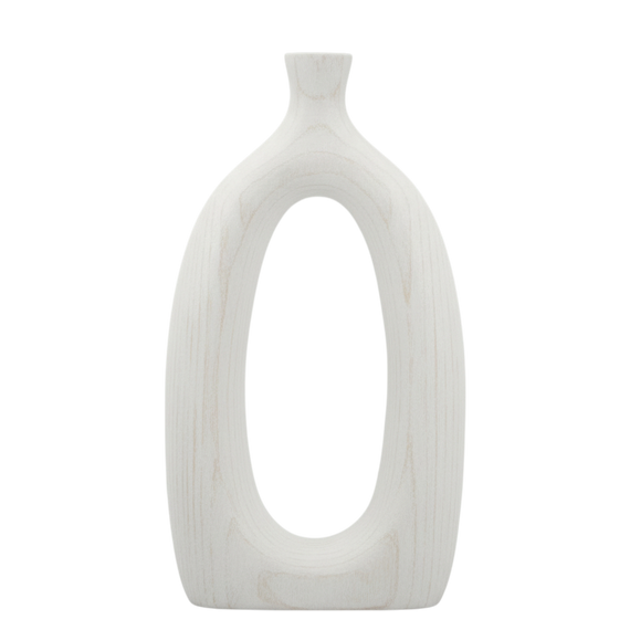 N144 Wooden Vase - White 8.75" X 2.75" X 17" PK 2