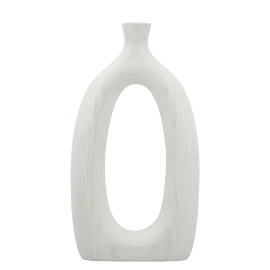 N144 Wooden Vase - White 8.75" X 2.75" X 17" PK 2
