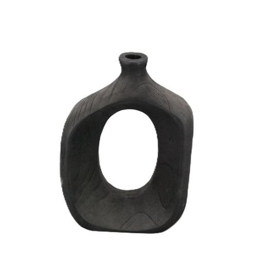 N145 Wooden Vase - Black 26.75" x 8.5" x 11"